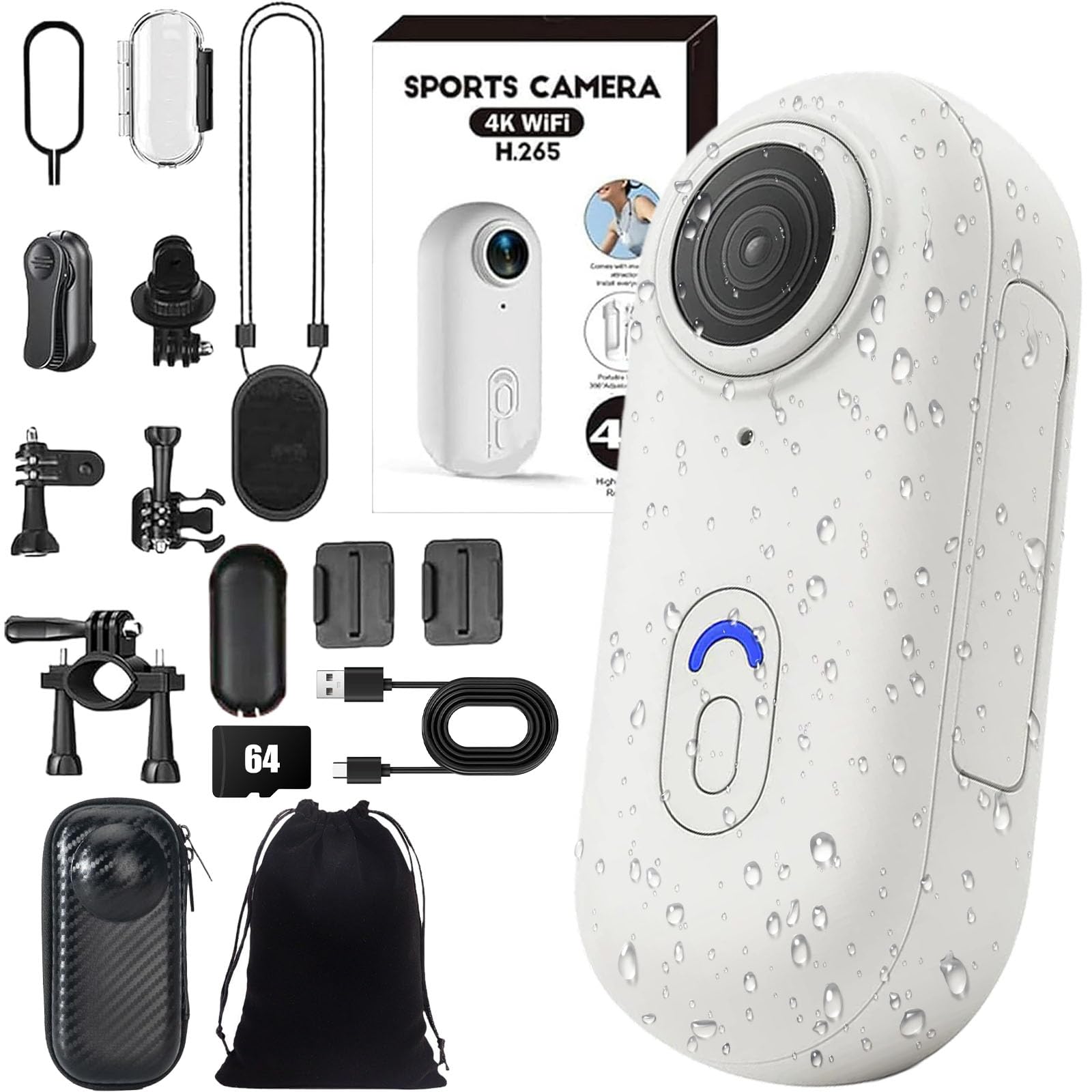 Varnock HD Action Camera, Varnock Motorcycle Camera, |Pov Pro| Maximum 180-Minute Battery Life, 4K/1080P Magnetic Hands Free Body Cameras for Cycling, Diving, Vlogging and Pet Recording (White, 1080P)-image-46