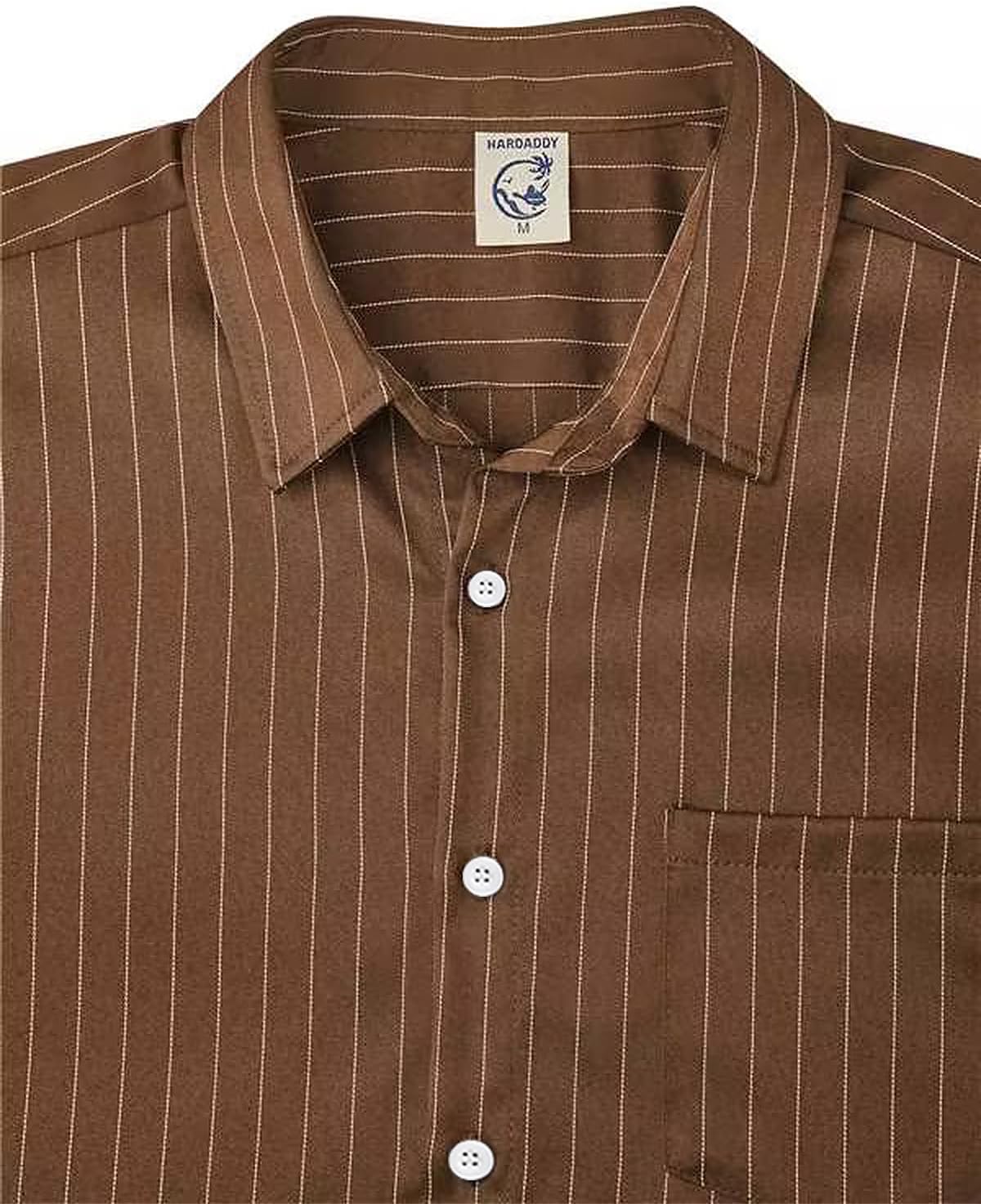 Hardaddy Men's Casual Striped Shirts Button Down Short Sleeve Blouse Summer Hawaiian Shirt