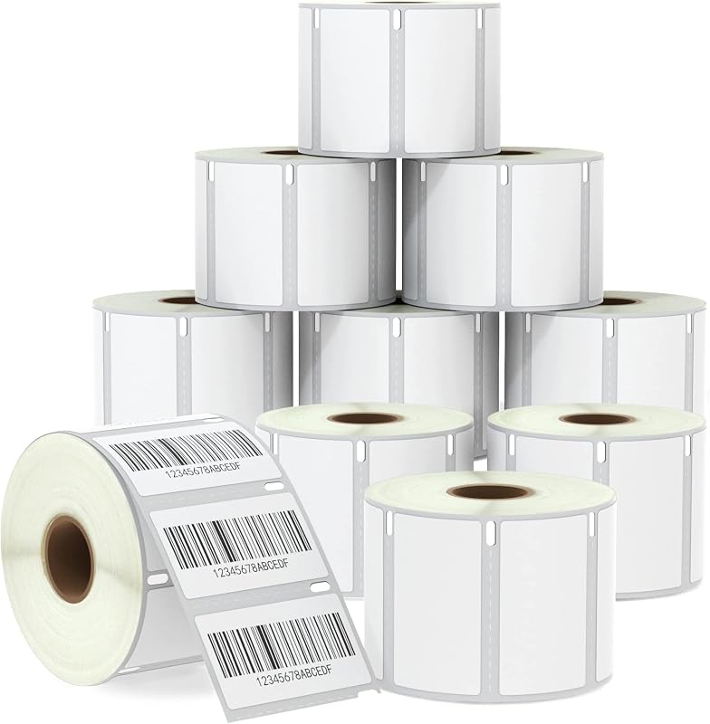 BETCKEY - Replace for DYMO 30334 (2-1/4" x 1-1/4") Barcode Labels[10 Roll] | Compatible with DYMO Labelwriter 450, 4XL, Rollo & Zebra Printers, 10000 Labels, Perforated, Not Fit 550 5XL