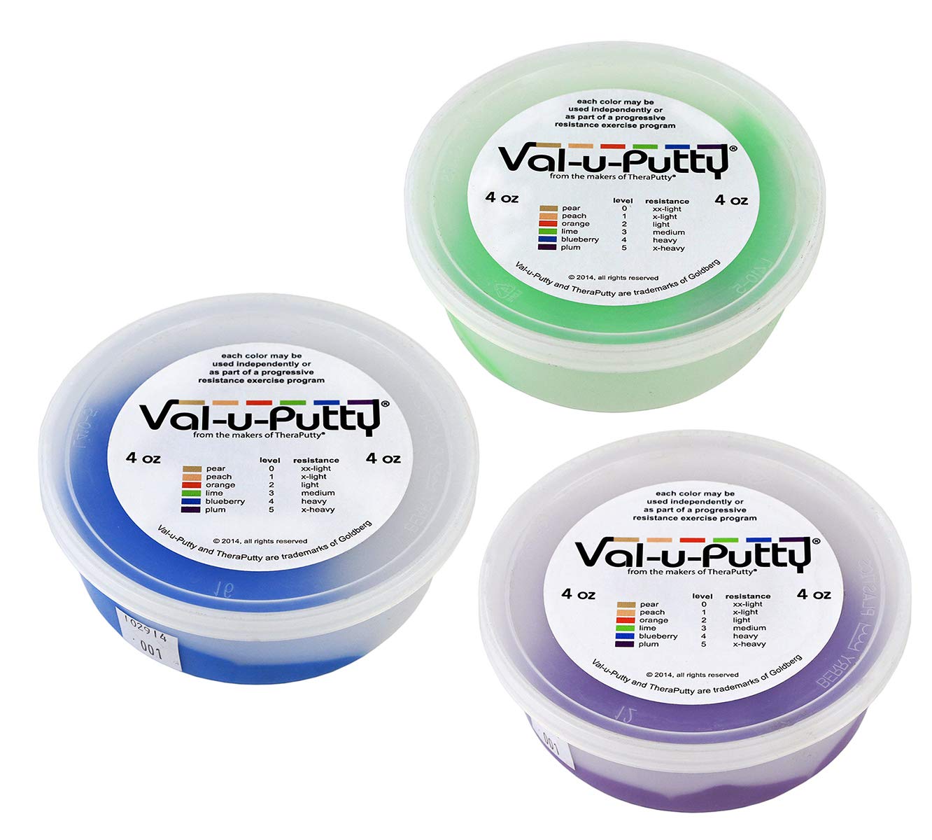 Val-u-Putty Exercise Putty - Lime, Blueberry, Plum - 4 oz Each - Bundle