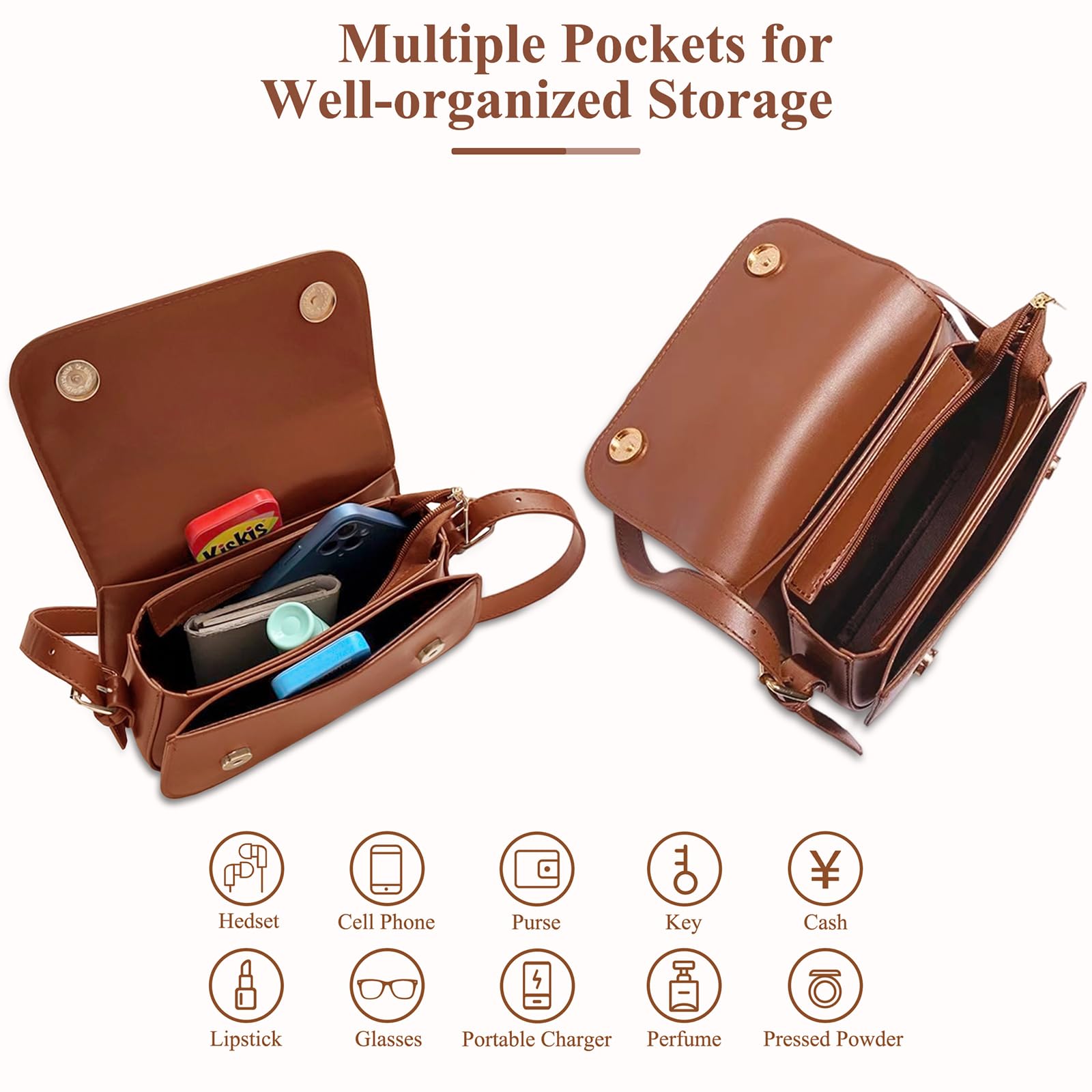Borsa Donna Tracolla Elegante in Pelle Sintetica – Borsa a Spalla Borsetta a Mano Nera Moda con Tracolla Regolabile per Ufficio, Shopping, Serata