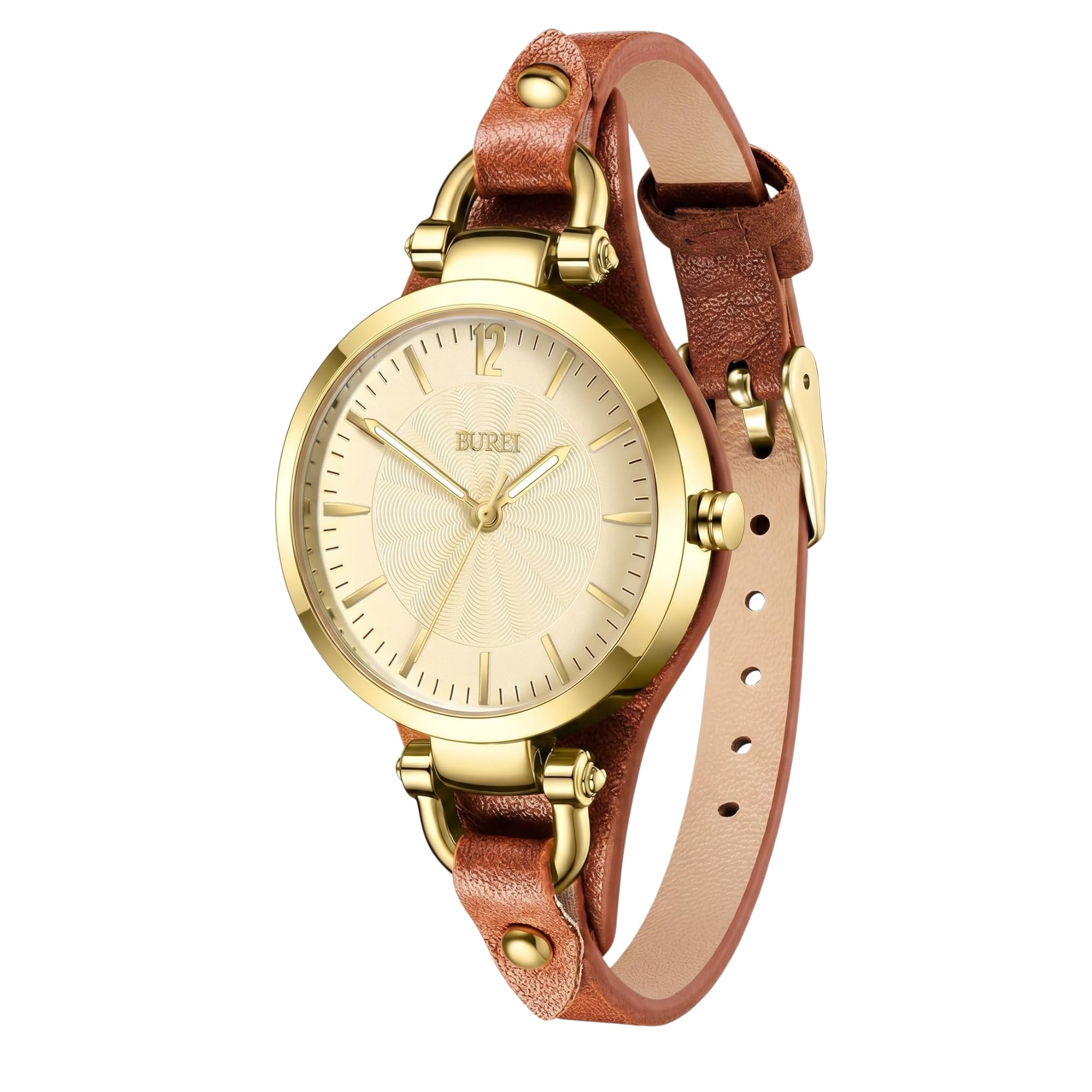 BUREI Donne Orologi Semplice Cinturino In Pelle Orologio Di Lusso Al Quarzo Orologi Piccolo Sottile Signore Della Vigilanza Del Braccialetto Della Banda