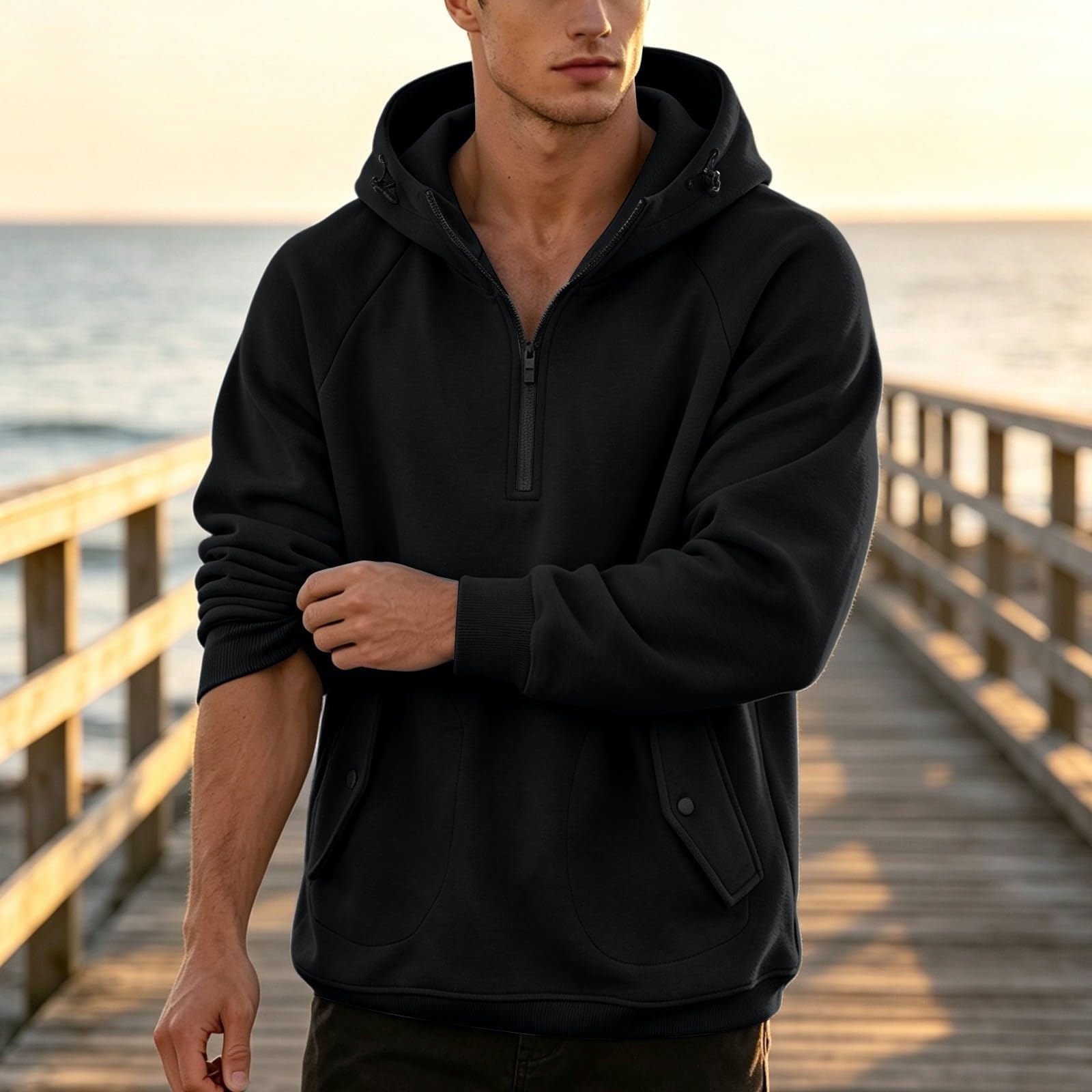 Kapuzenpullover mit Reißverschluss für Herren, übergroße Sweatshirts