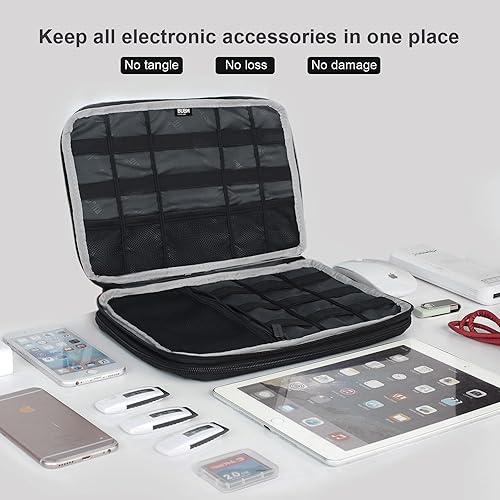 Miniatura 6 de Organizador de equipaje con doble capa para viajes BUBM, para llevar dispositivos y accesorios electrónicos., Negro, 2 capas L