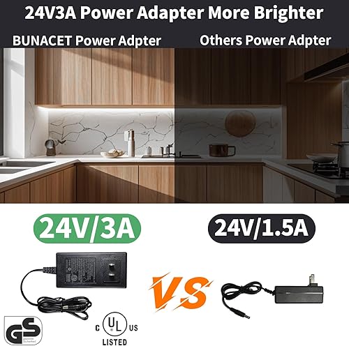 Miniatura 3 de COB - Tira de luz LED de 40 pies39.4 ft (1 rollo), blanco frío, 6500 K, alto lumen, CRI 90+ con adaptador de corriente con certificación UL, control