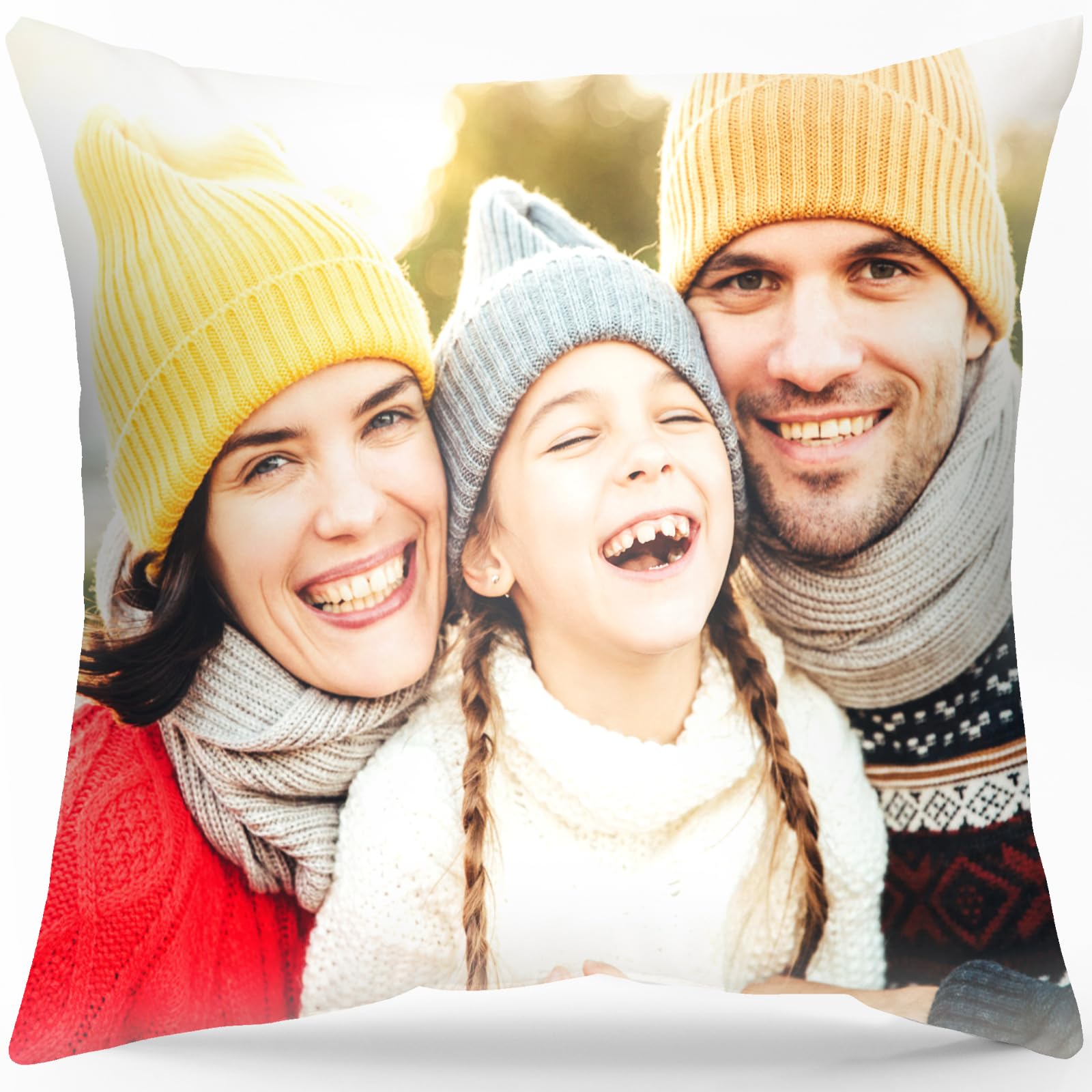 Bemaystar Personalised Cushion with Photo - Ships Next Day, Customised Pillow, Photo Cushion Cover, Personalised Pillow with Photo, Customised Gifts idea for Mother's Day, Father's Day, Birthday