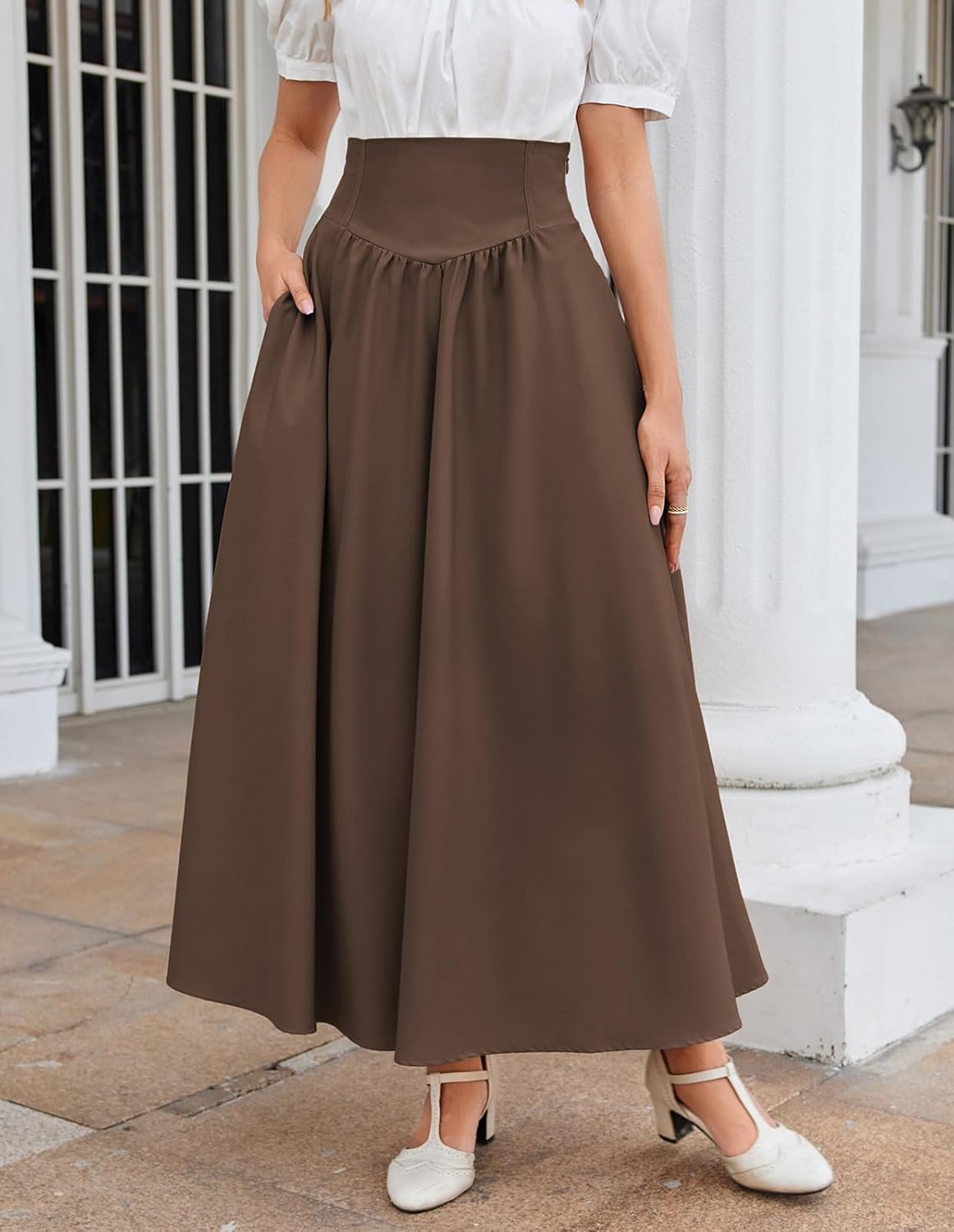 Scarlet Darkness Women Renaissance Maxi Skirt Flowy Long Skirts Victorian High Waisted Skirt - Image 8