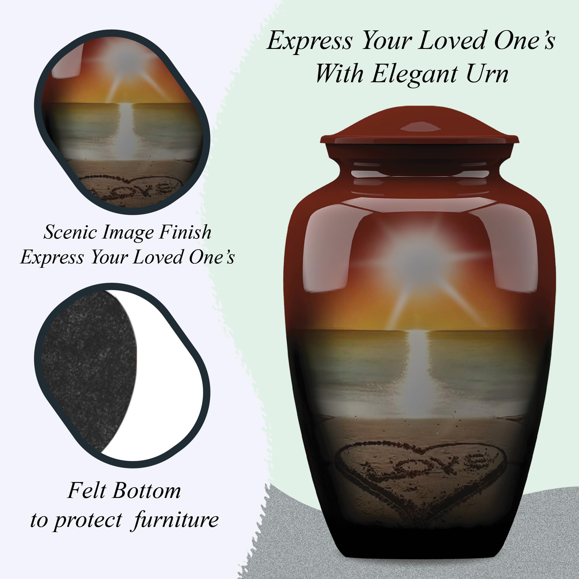 Urnas de cremación para adultos, urnas de cremación extragrandes para cenizas humanas, completamente hechas a mano con volumen de 320 pies cúbicos. con bolsa de protección de terciopelo.