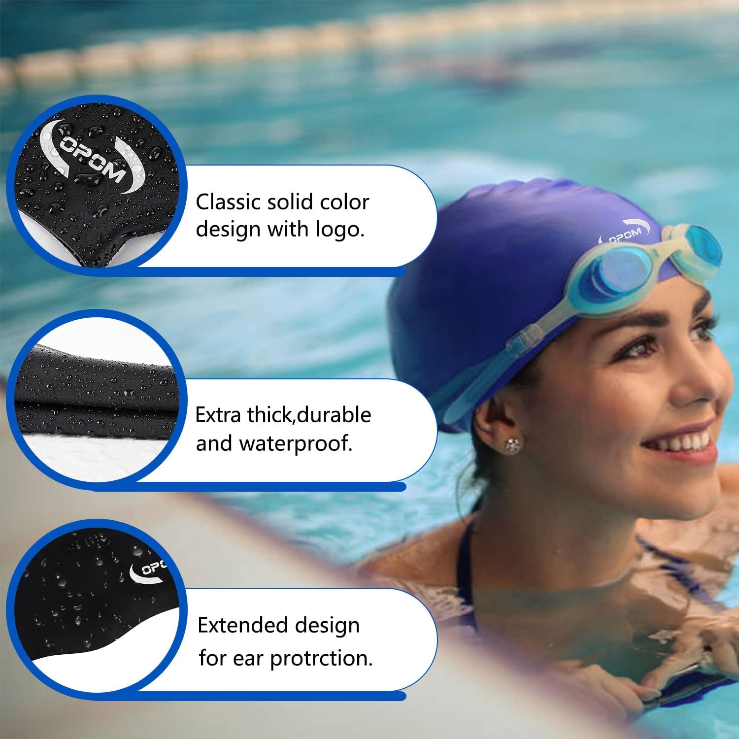 Extra Large Swimming Cap for Women Long Hair Girls Men and Adult Waterproof Silicone Cover Ear Bath Pool Shower Swimming Caps Special Design Swim Cap for Long Thick Curly Hair&Dreadlocks Weaves Braids : Sports & Outdoors