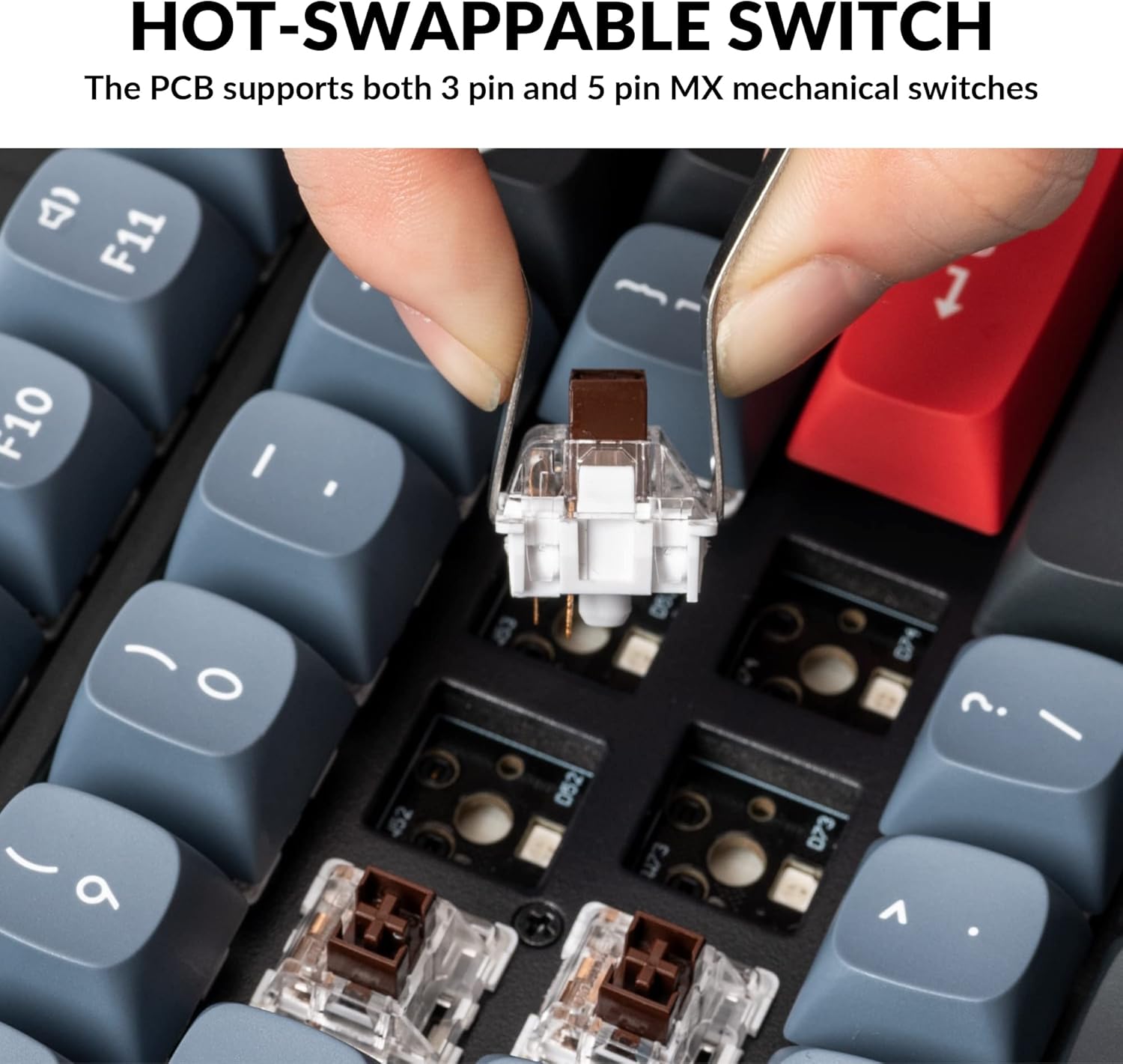 Keychron V6 Wired Custom Mechanical Keyboard Knob Version, Full-Size QMK/VIA Programmable with Hot-swappable Keychron K Pro Brown Switch Compatible with Mac Windows Linux (Frosted Black-Translucent)