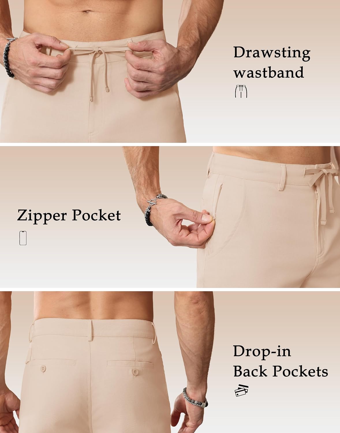 JWM Linen Dress Pants for Men Summer Casual Beach Lightweight Comfy Trousers Travel Vacasion Pants with Zipper Pocket 30" 32" - Image 4