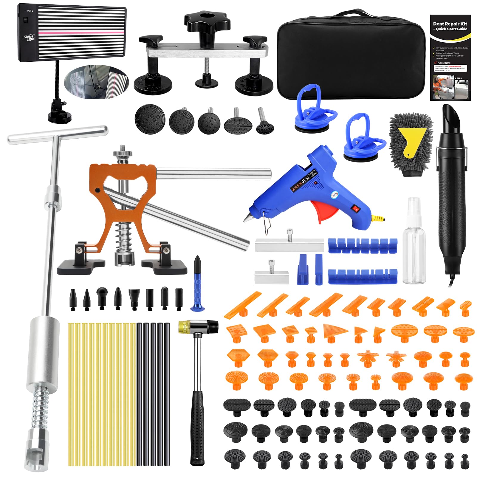 Photo 1 of Fly5D Paintless Dent Repair Kit with LED Line Board, Heat Gun for Glue Removal & Dent Heating, Dent Puller Kit with T-Bar, Dent Lifter, PC Glue Tabs, Auto Body Dent Removal Kit for Cars Trucks