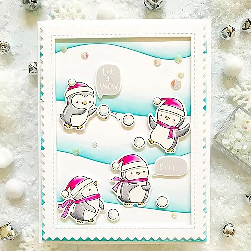 Miniatura 5 de Juego de sellos y troqueles transparentes de pingüinos y ciervos de invierno para hacer tarjetas, plantillas de corte para álbumes de recortes,