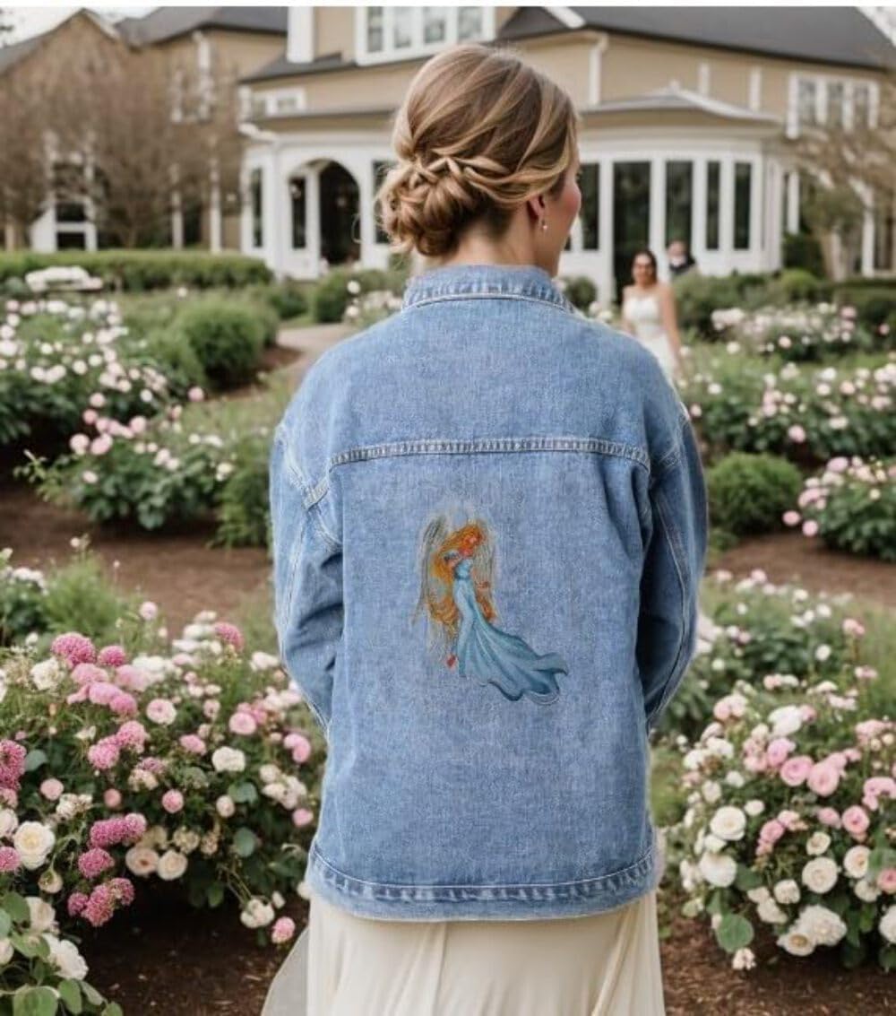 Christmas Art Nouveau [Angel with Flowing Tresses] Embroidered Iron on/Sew Patch [7.81" *10"] [Made in USA]