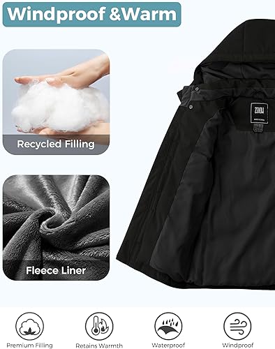 Miniatura 5 de ZSHOW Abrigos de invierno para niña, chaqueta acolchada impermeable con capucha para exteriores, chaqueta de invierno