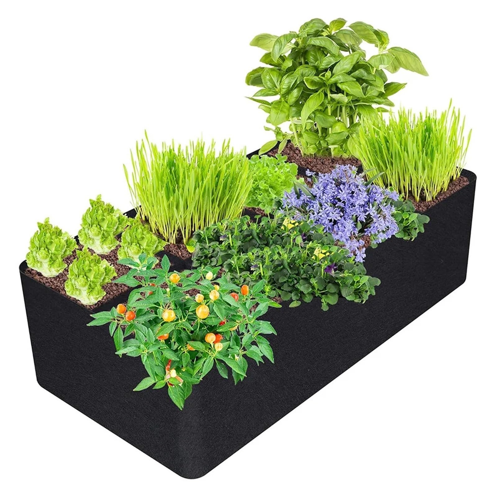 Bolsa De Cultivo para Plantas Garden Plant Planting Bag 8 Girds Felt Growing Rectangle Nursery Pot Vegetable Tomato Potato Container(180x90x30cm)