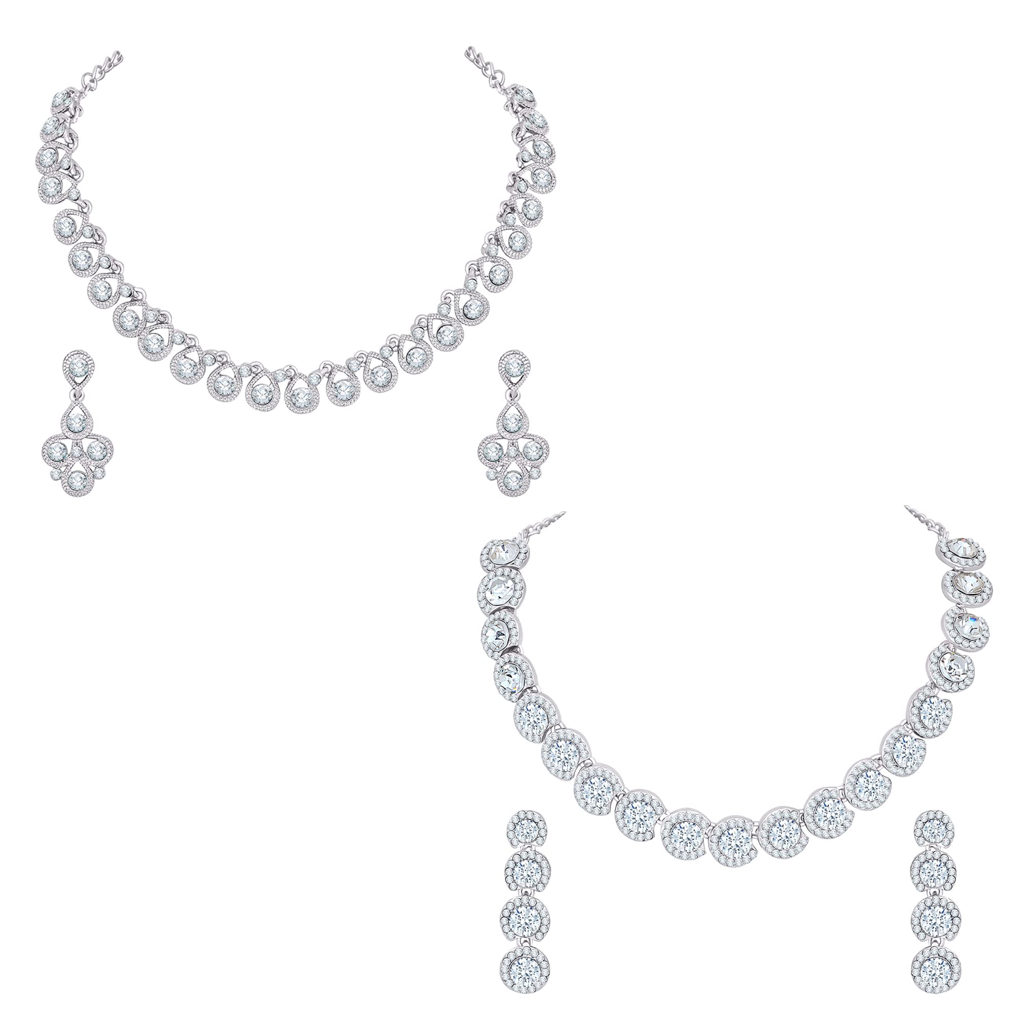 See full amazon price history chart for Atasi International Combo of 2 Silver Plated American Diamond CZ Style Necklace Jewellery Sets with Earrings for Women Girls Suited for Wedding, Party, Engagement (C578) Atasi International Combo of 2 Silver Plated American Diamond CZ Style Necklace Jewellery Sets with Earrings for Women Girls Suited for Wedding, Party, Engagement (C578) (B0B43PDP25) Amazon Price History, Amazon Price Tracker