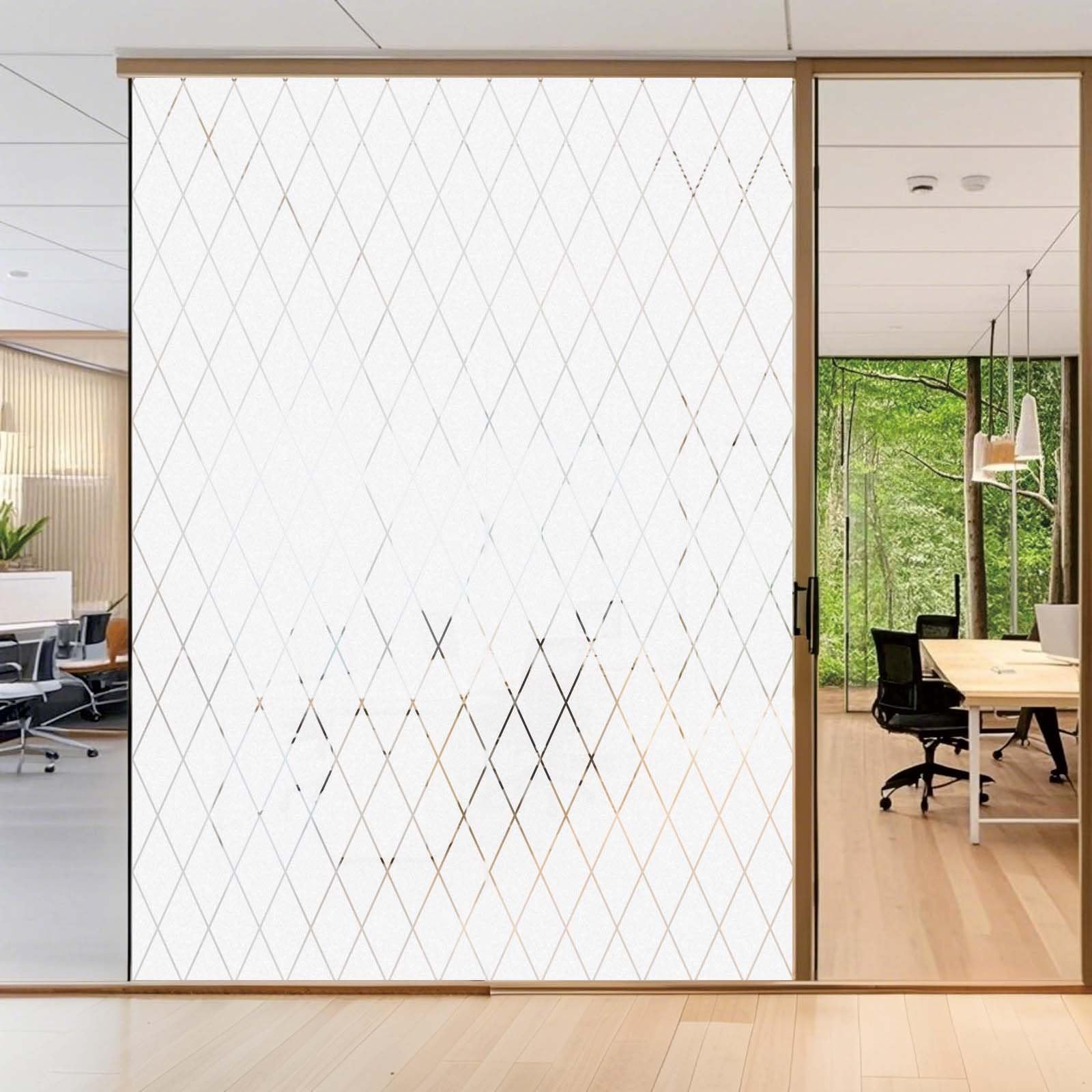 Window Privacy Film 85 x 115 cm Blocks UV Static Cling No Glue Removable Heat Cotrol, Privacy Protection, Glass Windows Frosted, Opaque Removable Film for Home Office, Diamond