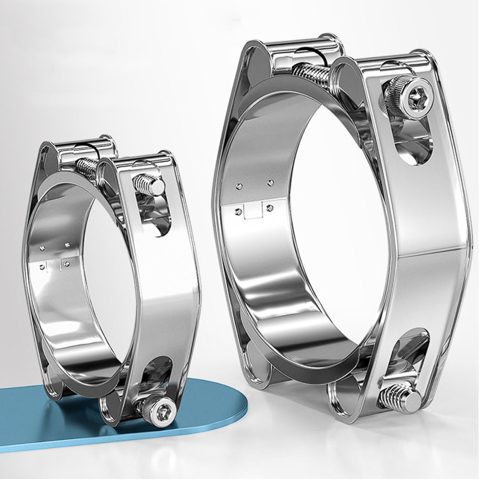 Abrazaderas para mangueras de doble extremo acero inoxidable 304, paquete 3 acoplamientos pesados estilo europeo, capa engrosada(90-100mm)