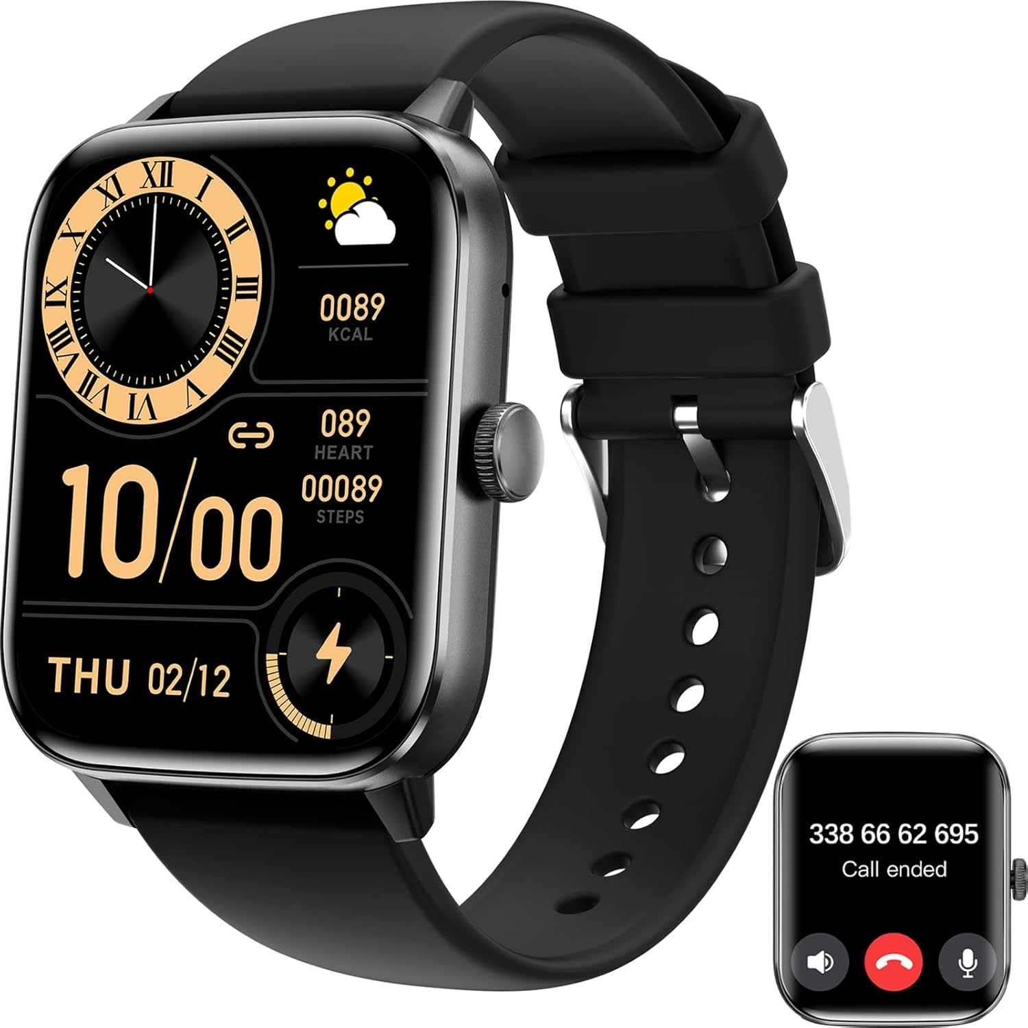 zaisia Smartwatch Uomo Donna, 1,91 Schermo con Sonno Cardiofrequenzimetro e Impermeabil, Orologio Intelligente con Chiamata e Risposta Vivavoce, Notifiche Messaggi Fitness Tracker per Android iOS zaisia Smartwatch Uomo Donna, 1,91 Schermo con Sonno Cardiofrequenzimetro e Impermeabil, Orologio Intelligente con Chiamata e Risposta Vivavoce, Notifiche Messaggi Fitness Tracker per Android iOS