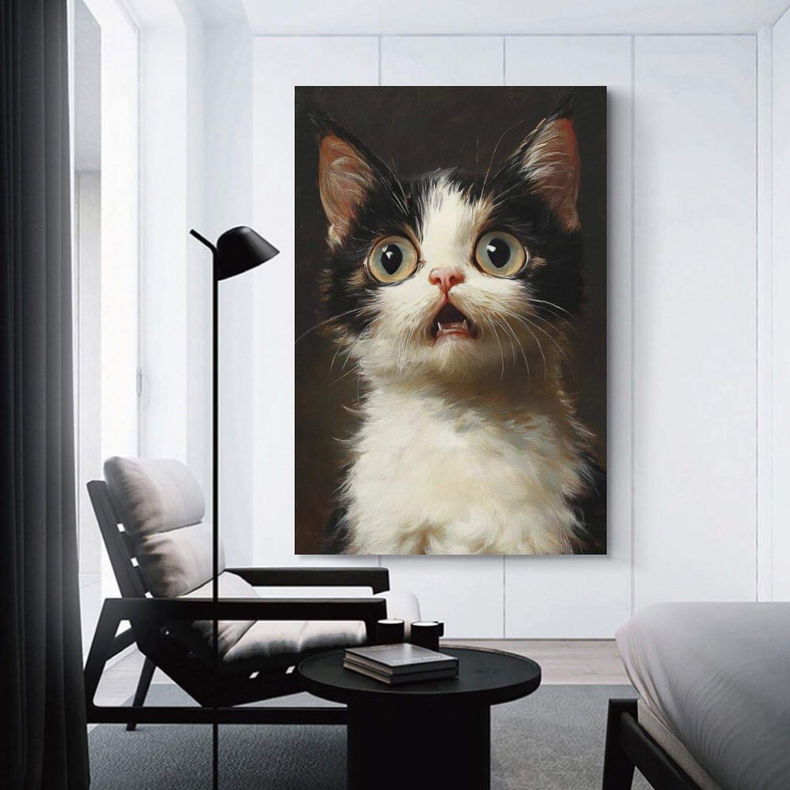 Junmoney Unframe-Style-21 Surprised Kitten Portrait Canvas Wall Decor, 24X36inch(60X90cm), For Wall Displays, Bedrooms Or Room Updates, Wall Decor Suited To Curated Displays