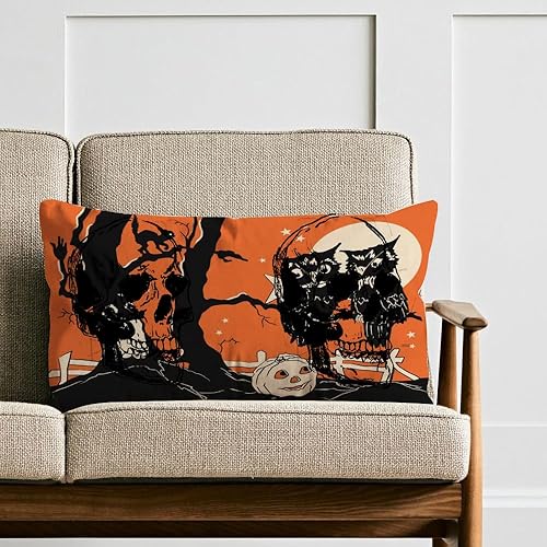 Miniatura 3 de AOFANGGO Funda de almohada de Halloween, diseño de búhos, gatos negros, calabaza, funda de cojín para decoración de Halloween, almohada lumbar,