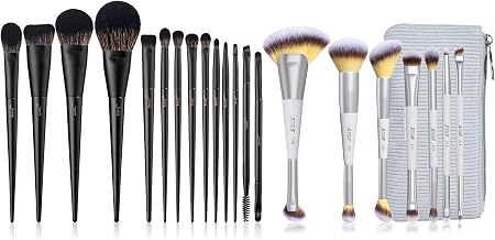 Jessup 14-Piece Make-Up Brushes Black T336 and Jessup Makeup Brushes Double Tip Grey with Pouch T520