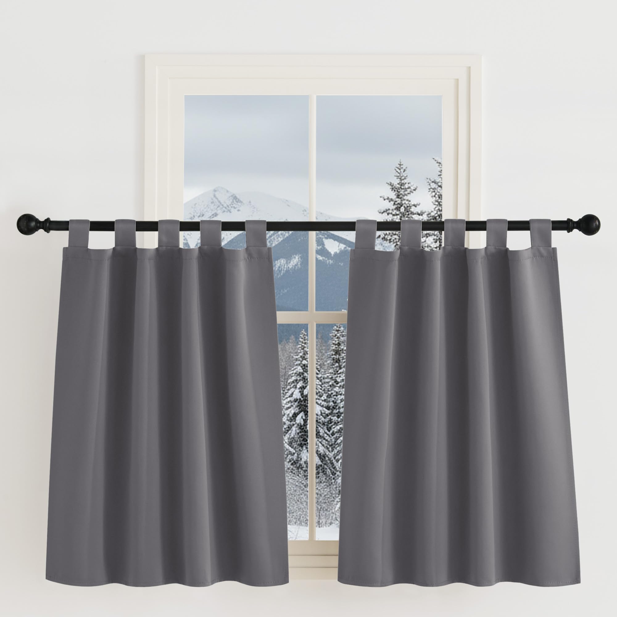 KGORGE Schlaufenvorhang Blickdicht Kurz Schlaufenschal 2er Set Vorhänge Scheibengardinen Modern Vorhang Schlafzimmer Verdunklungsvorhänge Thermo Gardinen Küche