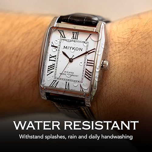 Miniatura 6 de Miykon Vintage Watches for Men Classic Tank Square Analog Watch with Genuine Leather Wrist Strap, Mens Dress Watches Japanese Quartz, Waterproof