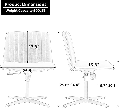 Miniatura 2 de Upholster - Silla de escritorio de oficina en casa, sin brazos, silla ergonómica de tocador sin ruedas, silla ergonómica moderna giratoria para