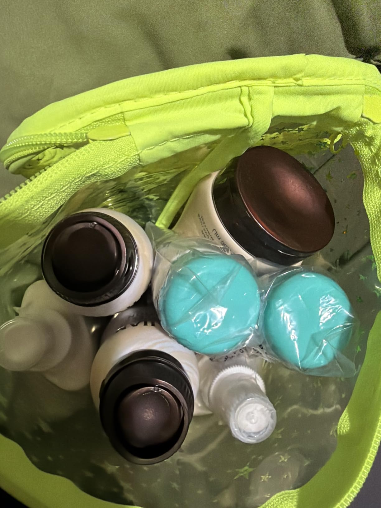 RSRSLEII Clear Star Lotion Cylinder Bag for Toiletry,Waterproof PVC Sunscreen Travel Makeup Bag,Top Handle Cosmetic Bag Gift for Beach and Pool(03Purple)