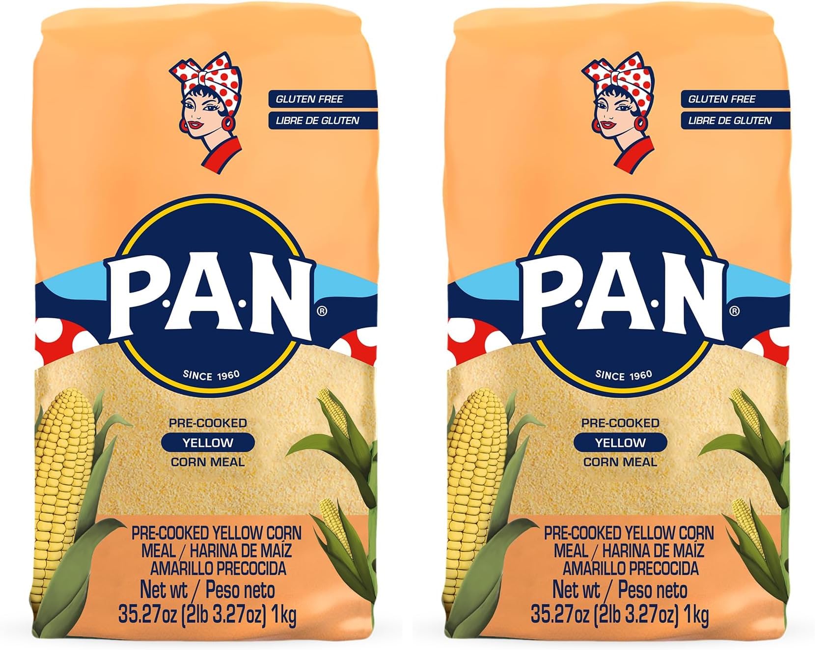 P.A.N. Yellow Corn Meal – Pre-cooked Gluten Free and Kosher Flour for Arepas (2.2 lb/Pack of 2)