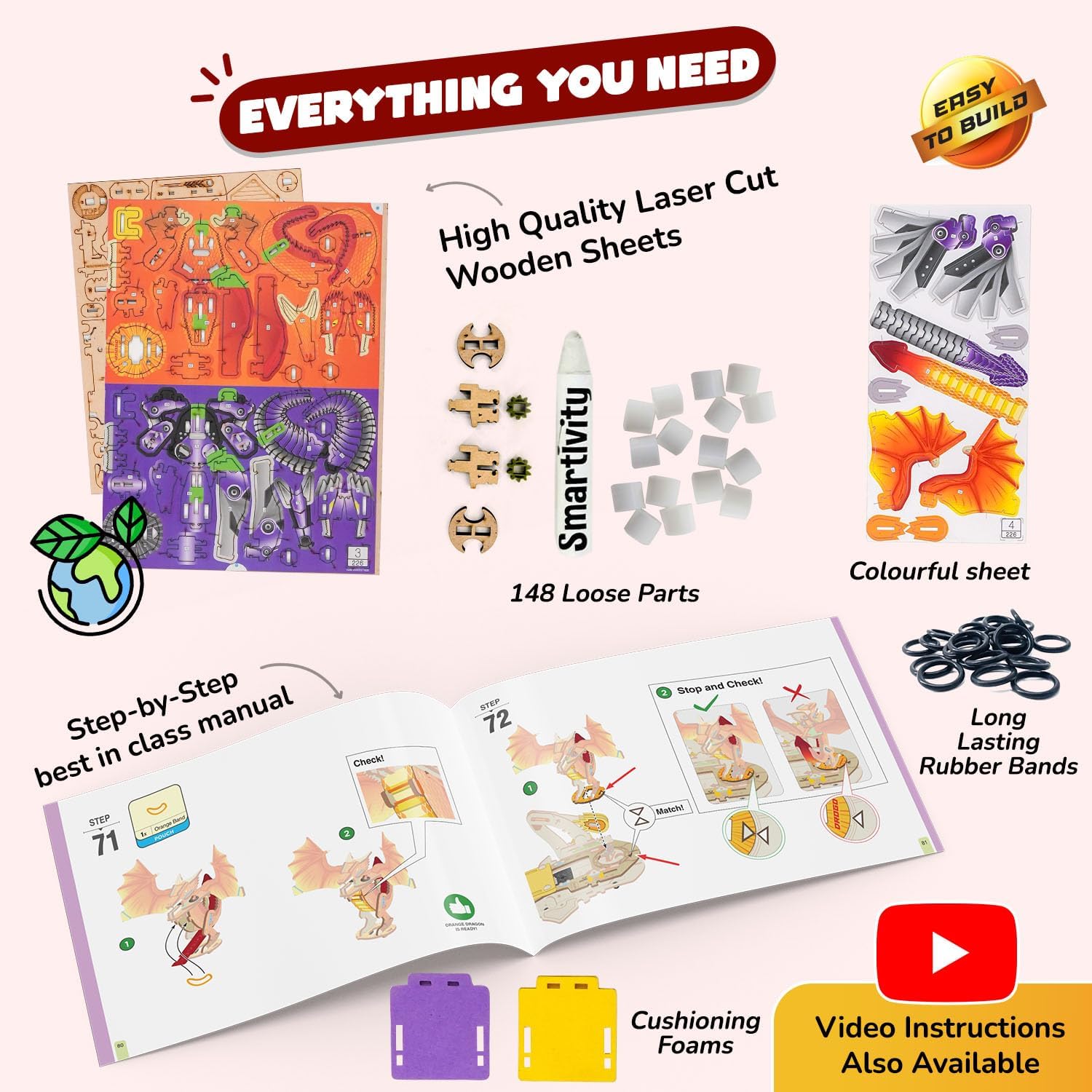 Smartivity Ultimate Fighting Dragons Toy for Kids 6-12 Years Old I 2 Player Battle GameI Ideas for Boys & Girls| DIY STEM Science Toys for 6,7,8,9,10,11,12 I Wooden Engineering Game