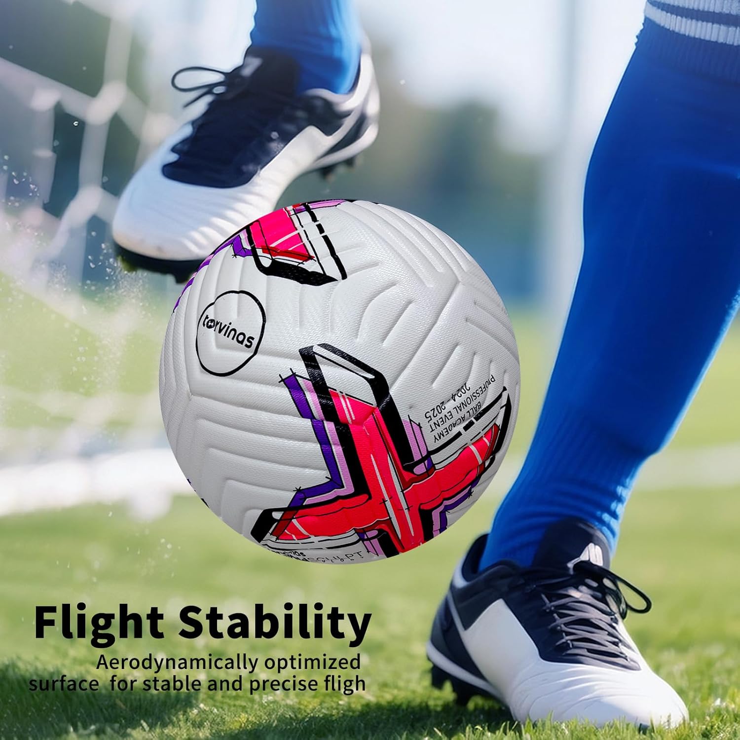 Soccer Ball Size 5 with Pump, Waterproof PU Leather - Professional Training & Official Match Ball, Includes Inflation Needle & Net Storage Bag for Outdoor
