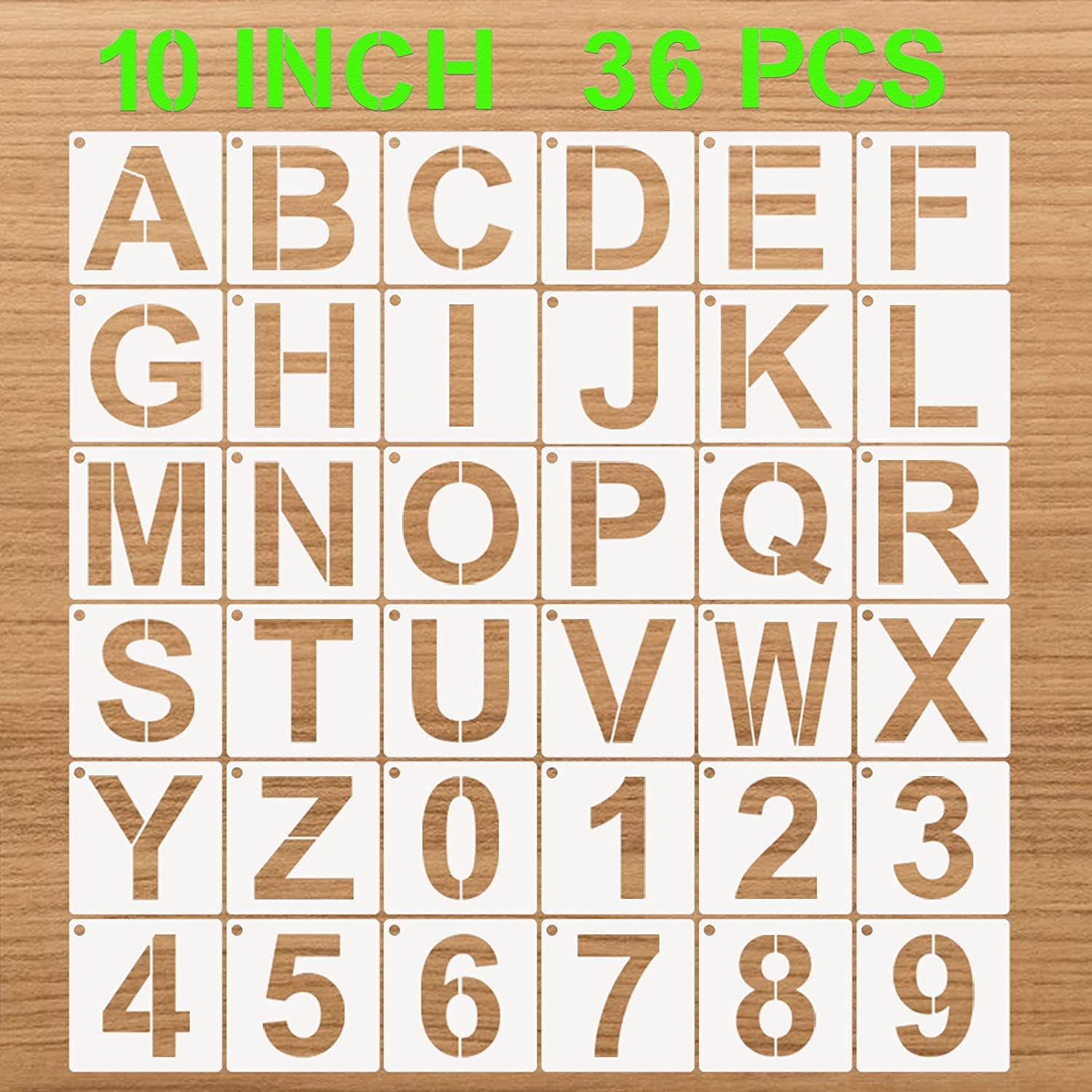 Dequera Alphabet Letter Stencils 10 Inch, 36 Pcs Reusable Plastic ...