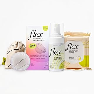 Flex Reusable Disc Starter Bundle | Reusable Menstrual Disc with Flex Wash and 2 Packs Wipes