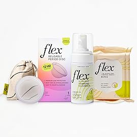 Flex Reusable Disc Starter Bundle | Reusable Menstrual Disc with Flex Wash and 2 Packs Wipes