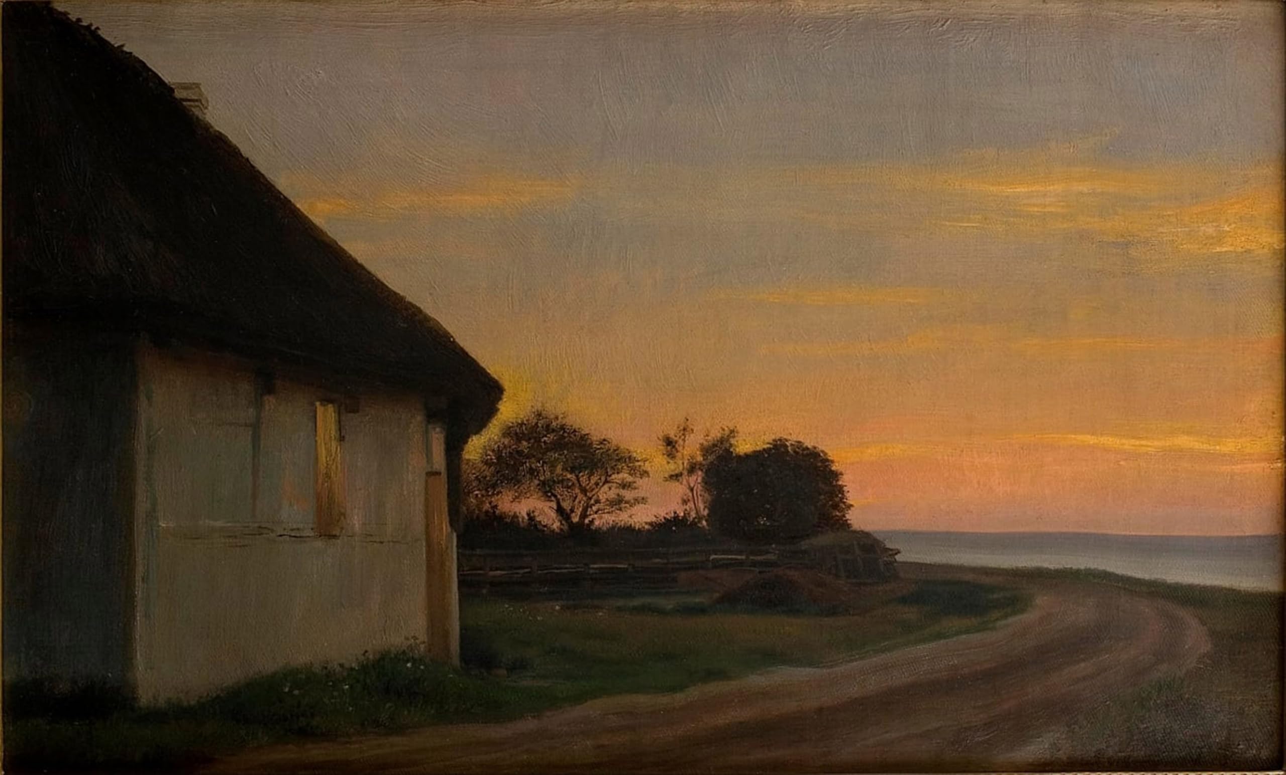 POSTERIIk Vintage Print Pop Art Landscape Artwork Evening Lanscape with a House and Garden by Carl Heinrich Bloch Art Prints for Office Home Decor 60x90cm