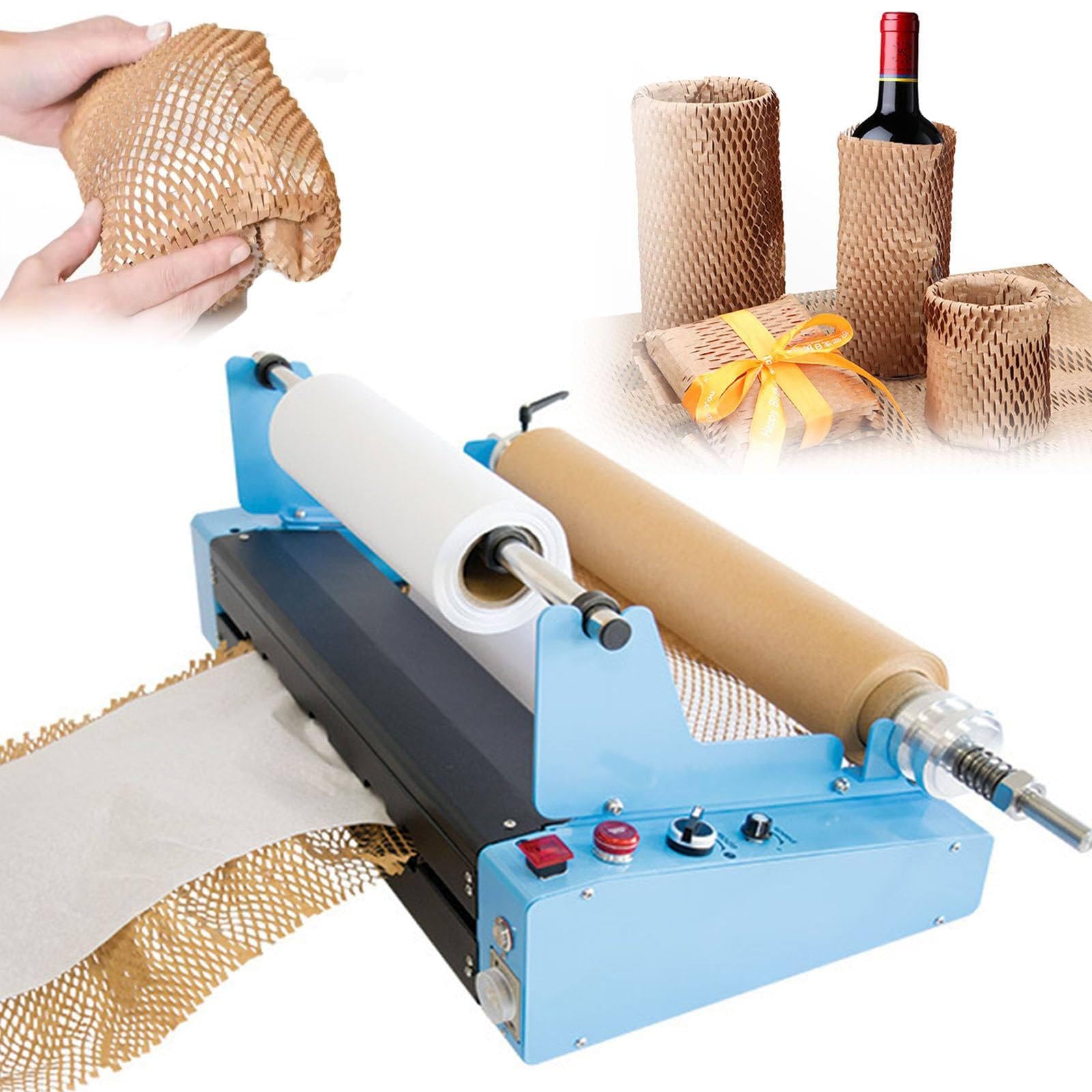 Podajnik papieru pakowego w rolce w kształcie plastra miodu, regulowany rozciąg/prędkość 0-25 m/min/automatyczne wysuwanie papieru, ręczna 65X30,5X30,3 cm