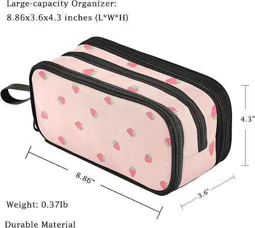 Miniatura 9 de Fustylead Fresh Summer Lemons Leaves - Estuche grande para lápices, bolsa de papelería, 3 compartimentos, organizador de escritorio para escuela,