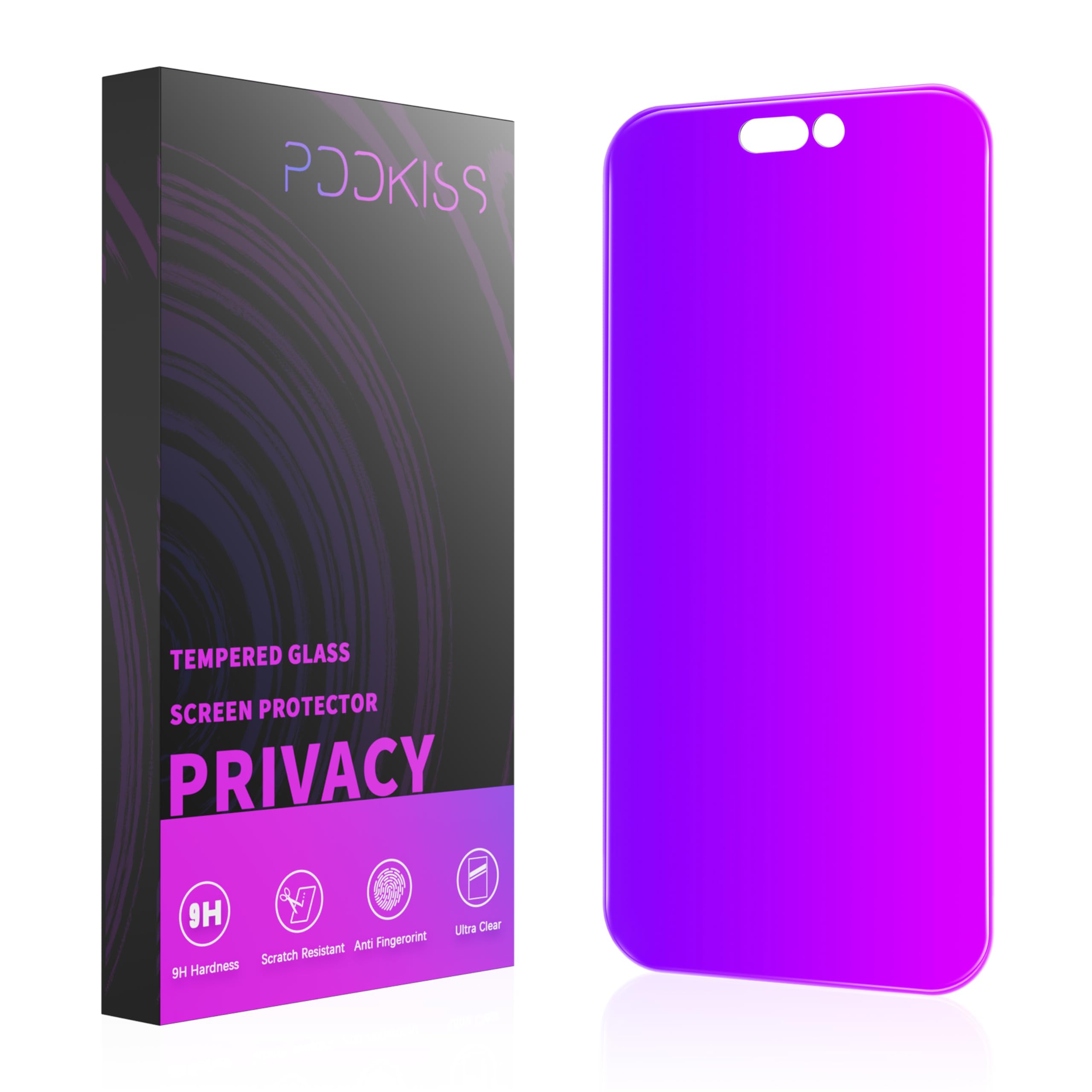 PDDKISS Kompatybilny z iPhone 14 Pro ochrona ekranu 16,1 cala, fioletowy gradient kolorowy antyszpiegowski anty-niebieskie światło HD ochraniacz ekranu szkło hartowane łatwa instalacja