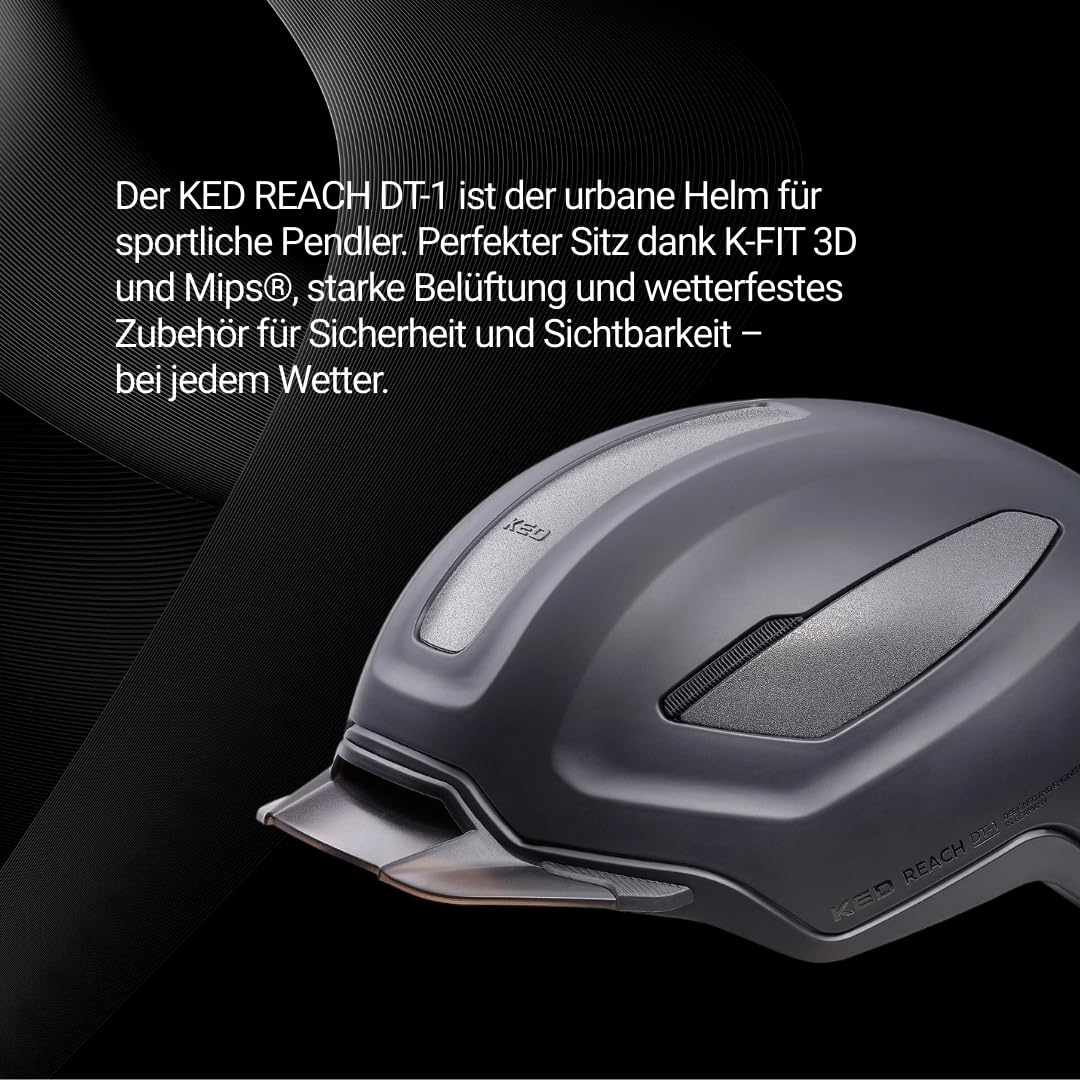 KED Reach DT1 Fahrradhelm – MIPS Schutz, K-Fit 3D Anpassung, Abnehmbares Visier, Rib Cage Belüftung, Individuell Einstellbar, Brillenhalter