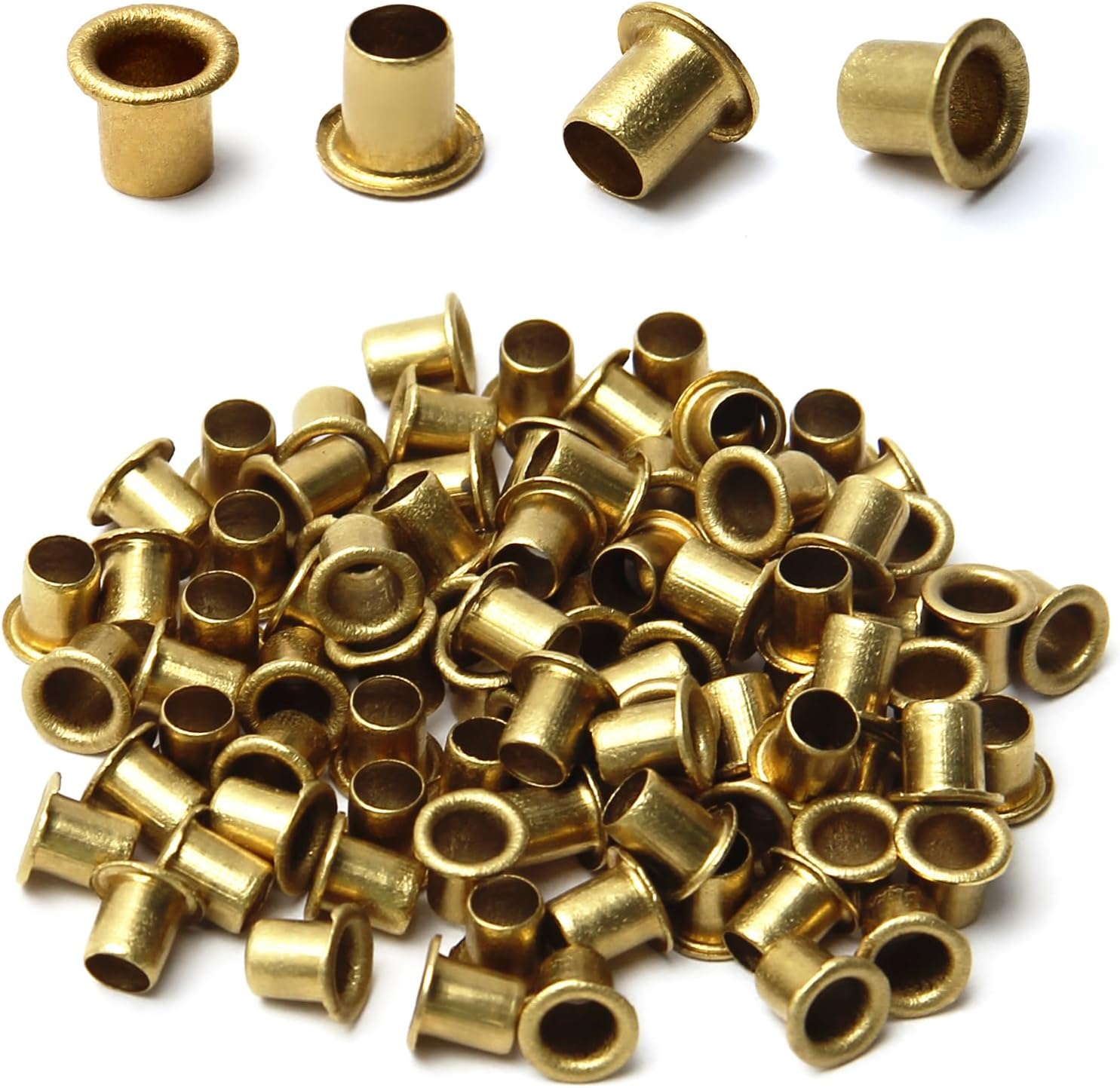 Bettomshin 100Pcs Hollow Rivet 0.24" x 0.2"(Length x Outer Diameter) Through Hole Copper Hollow Rivets Grommets Double-Sided Circuit Board PCB