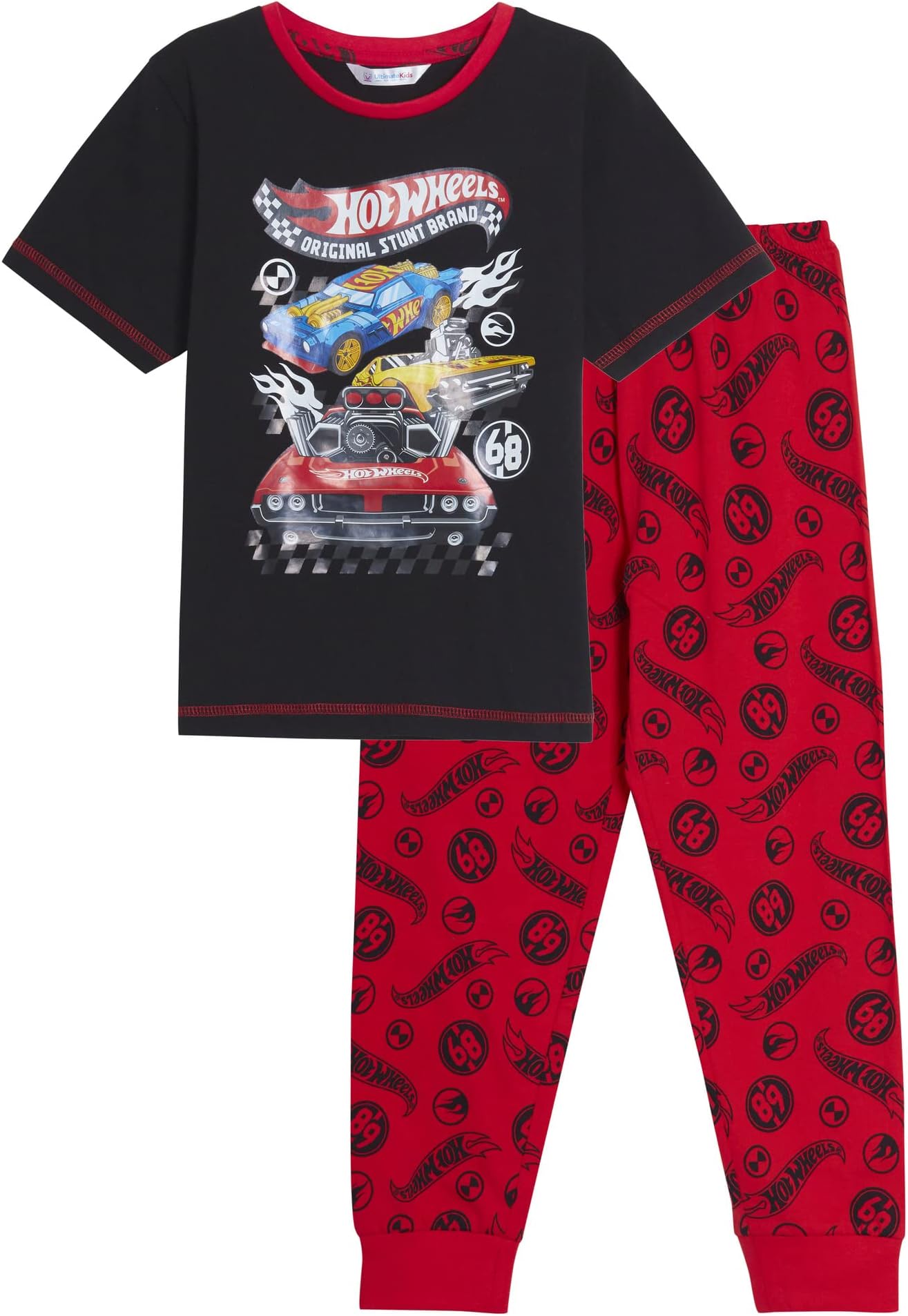 Hot WheelsBoys Pyjamas Kids Racing Cars Full length Pjs Set Short Sleeve tee + Loungepants
