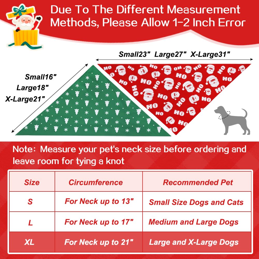 Weihnachtliche Hundehalstücher – 2 Stück, Kariert Mit Weihnachtsmann & Schneemann, Für Kleine Hunde & Katzen