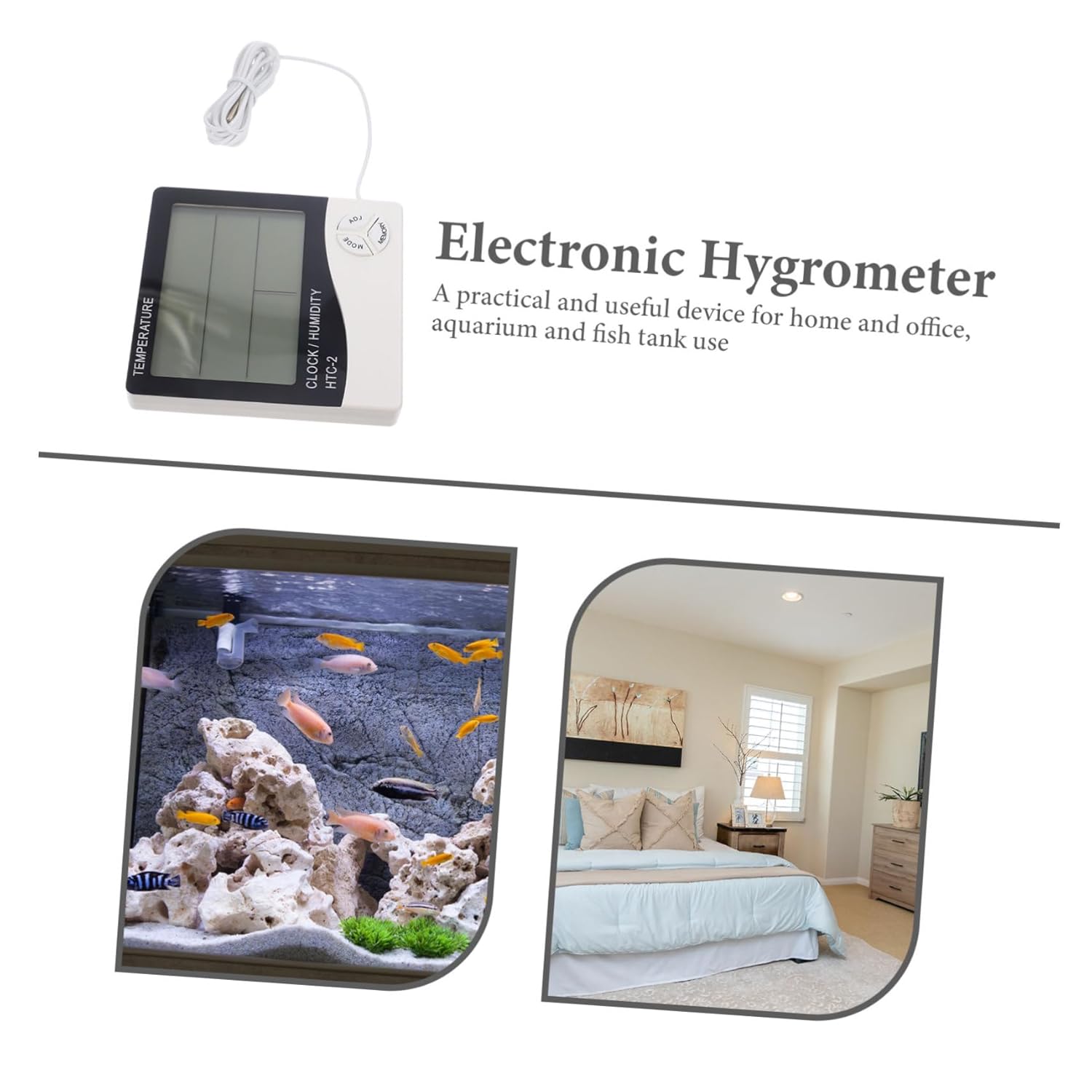 Sosoport 3pcs Digital Thermometer and Hygrometer for Fish Tank Accurate Temperature and Humidity Monitor LCD Display for Aquariums Greenhouses and Home Use