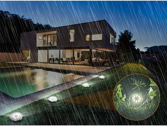 Tekli 8 Led’Li Gömme Solar Güneş Enerjili Zemin Aydınlatma Beyaz Işık [Enerji Sınıfı A+++]