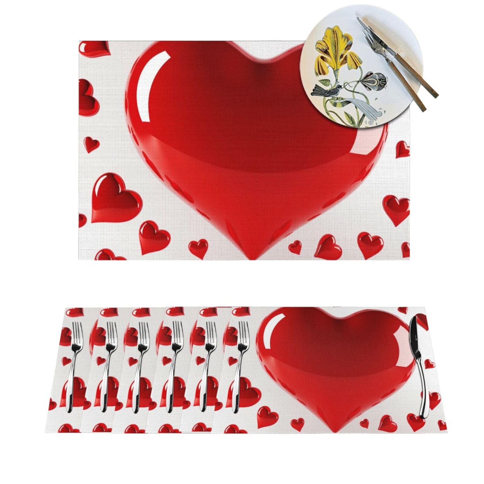 Set de table cœur lavable antidérapant pour linge de table résistant