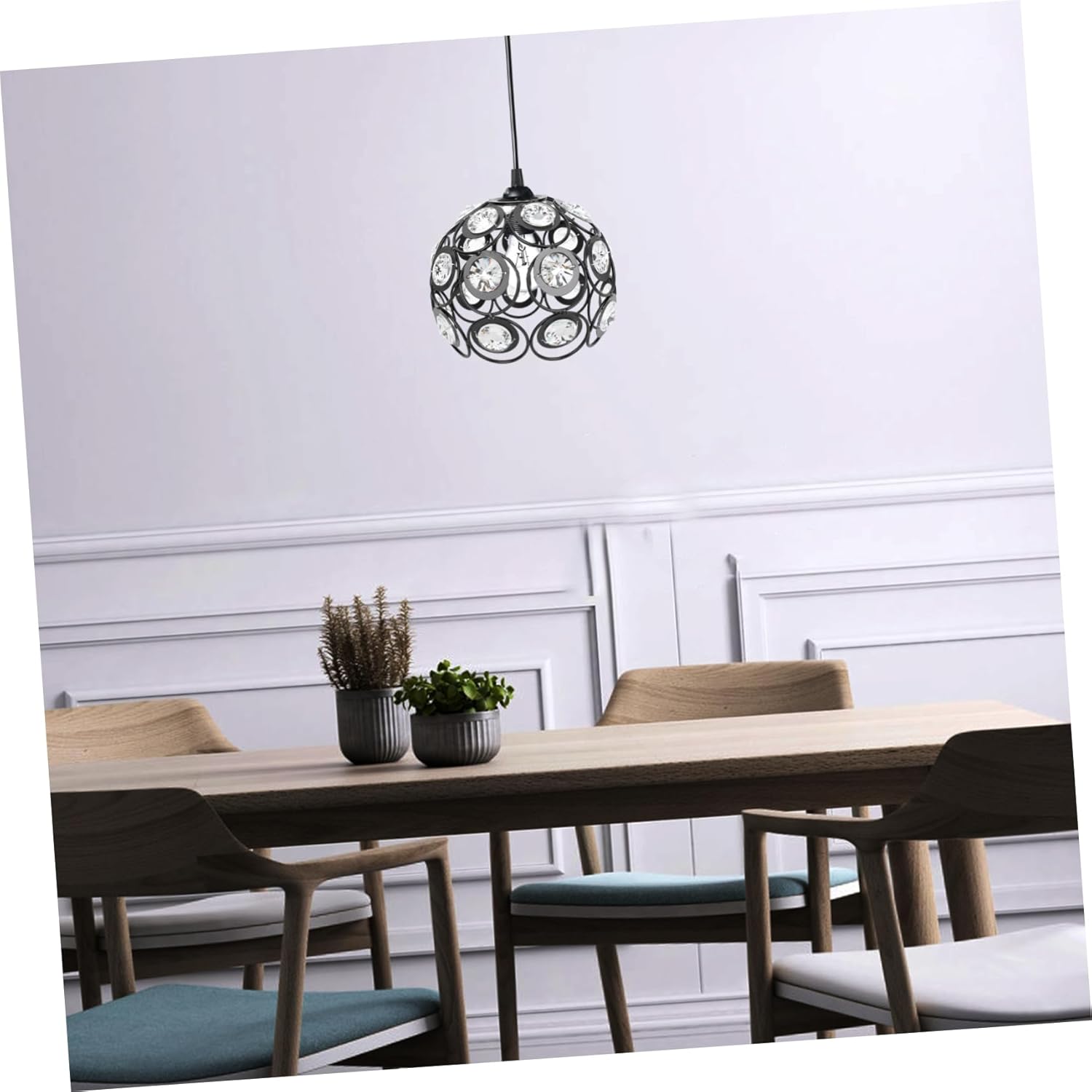 Gadpiparty Elegant Indoor Lampshade Decorative Crystal Chandelier Cover Black Design for Modern European Style Lighting Easy Installation for Use