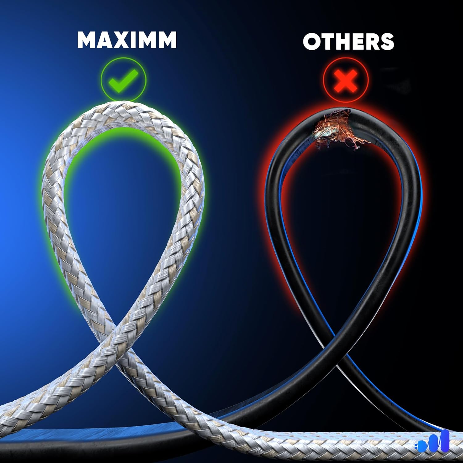 Maximm 10 Ft Extension Cord, 2 Prong, 360° Rotating Flat Plug, UL Certified, Light Gray – Space-Saving Indoor Power Cord for Tight Spaces, Polarized, Braided